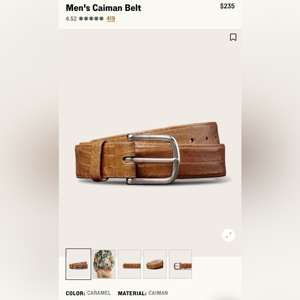 Tecovas Caiman Brown Leather Belt